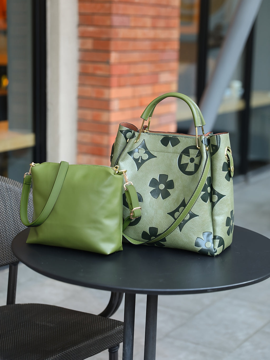 Floral Embossed Synthetic Leather Satchel Handbag