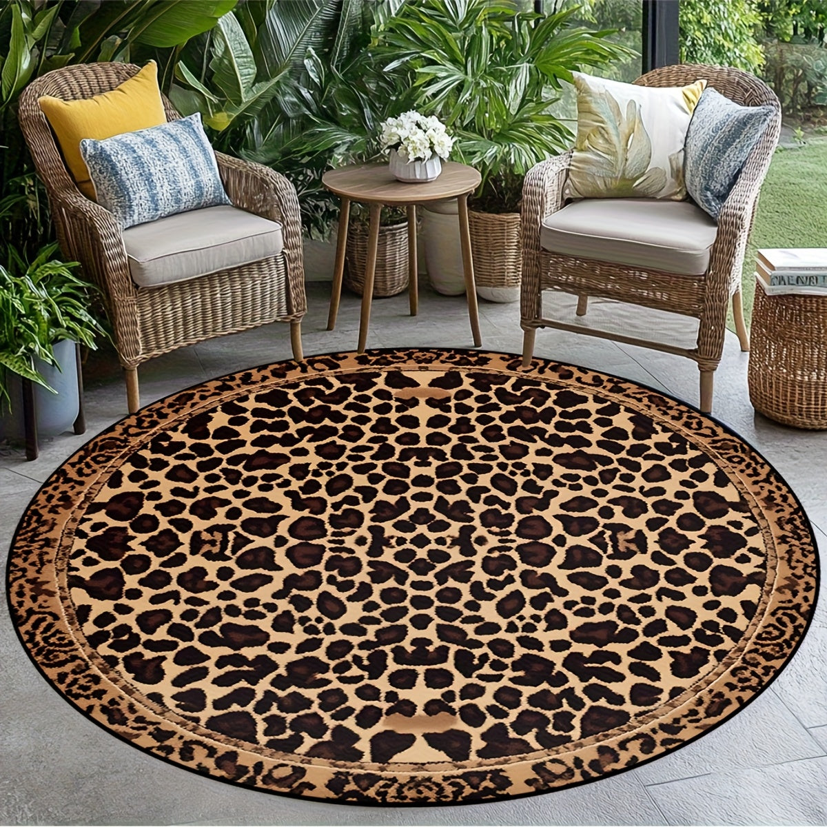 Leopard Print Round Mat