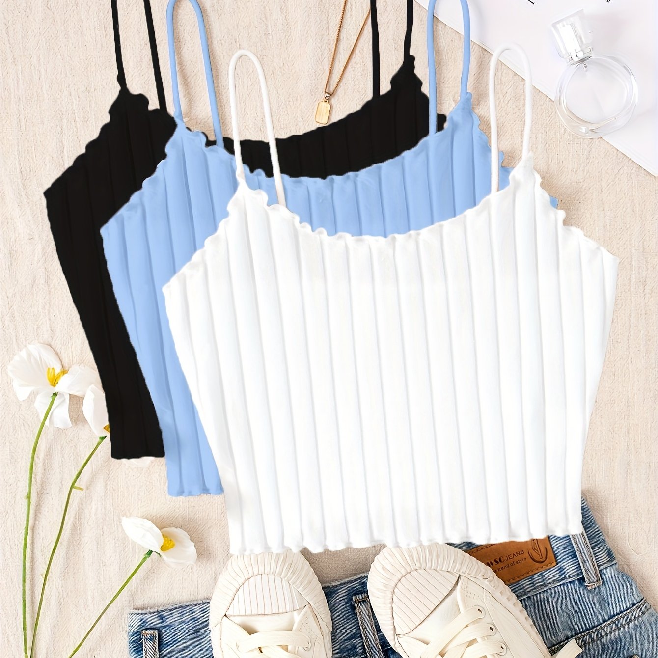 Womens Summer Clothing Bras for Women - Set of Three Spaghetti Strap Slingback - Elegant Viscose Smooth Fabric