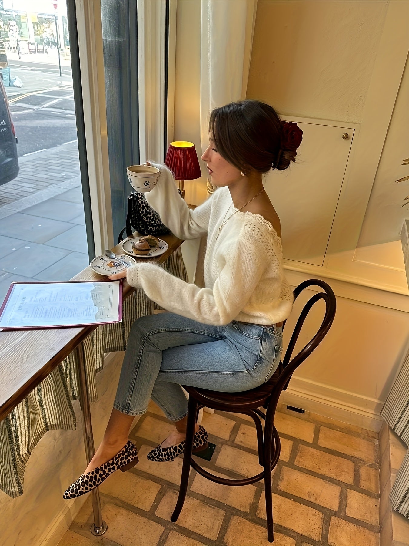 Backless Crochet Button Design Long Sleeve Pullover Sweater