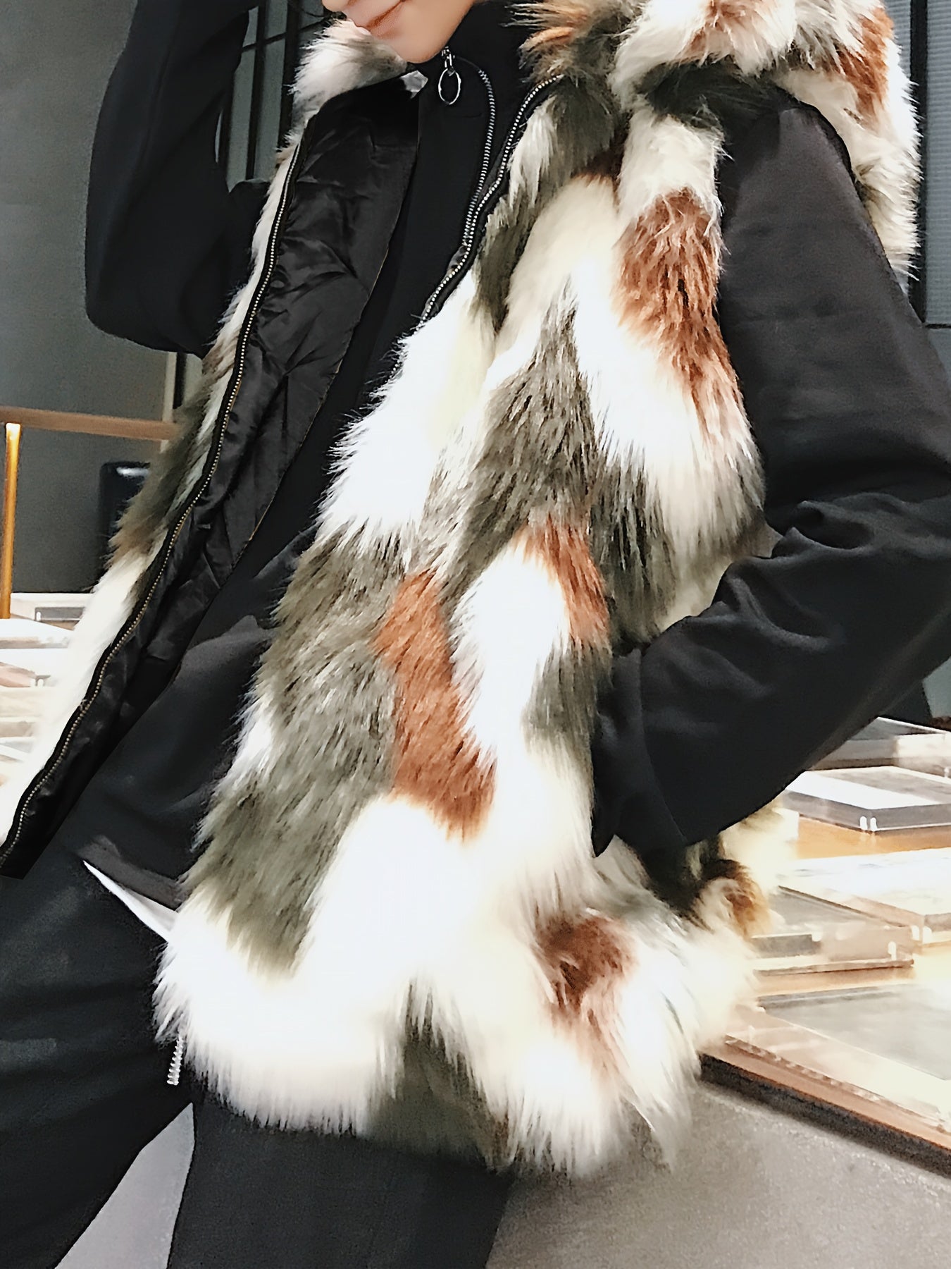 Faux Fur Hooded Vest
