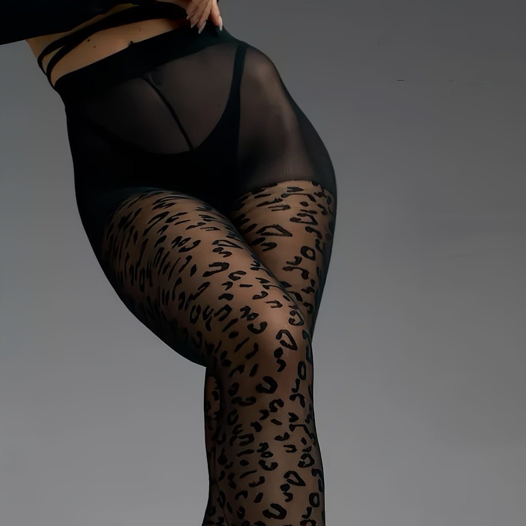 Leopard Print High-Waisted Tights
