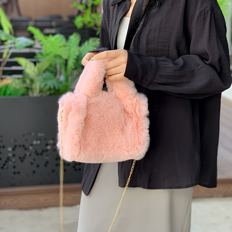 Plush Faux Fox Fur Classic Stylish Versatile Casual Shoulder Bag