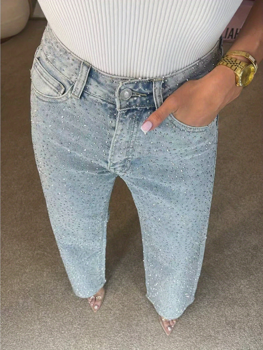 High Waist Straight Leg Jeans