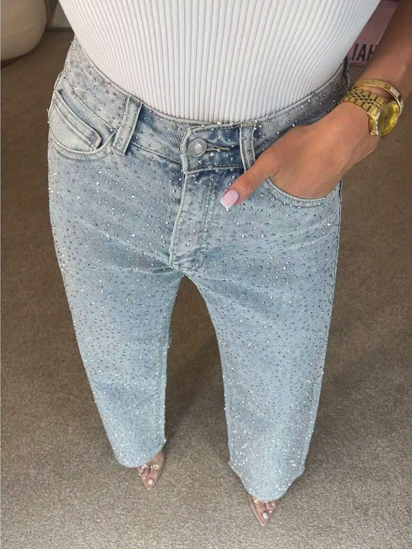 High Waist Straight Leg Jeans