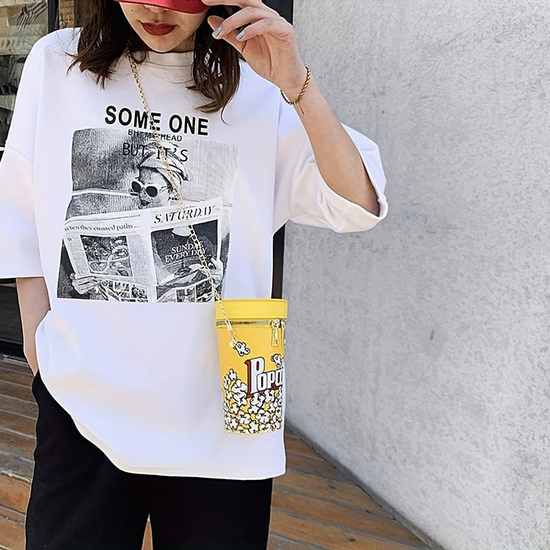 Popcorn-Themed Chain Shoulder Bag