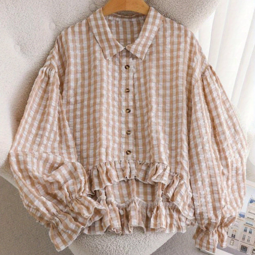 Short Button- Shirt Jacket-like Blouse