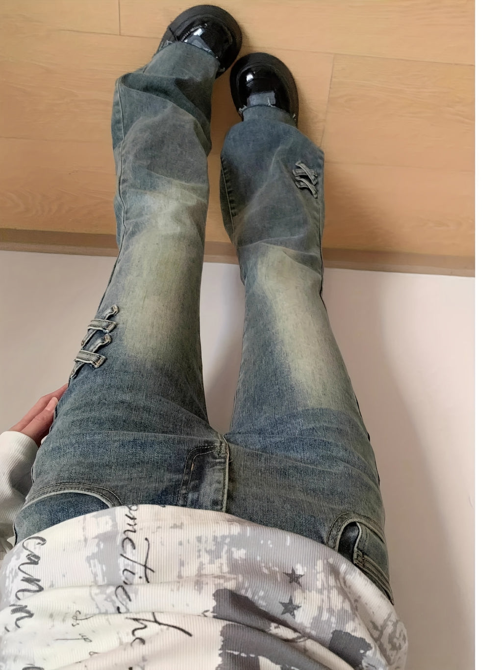 Retro Double Button Flared Jeans