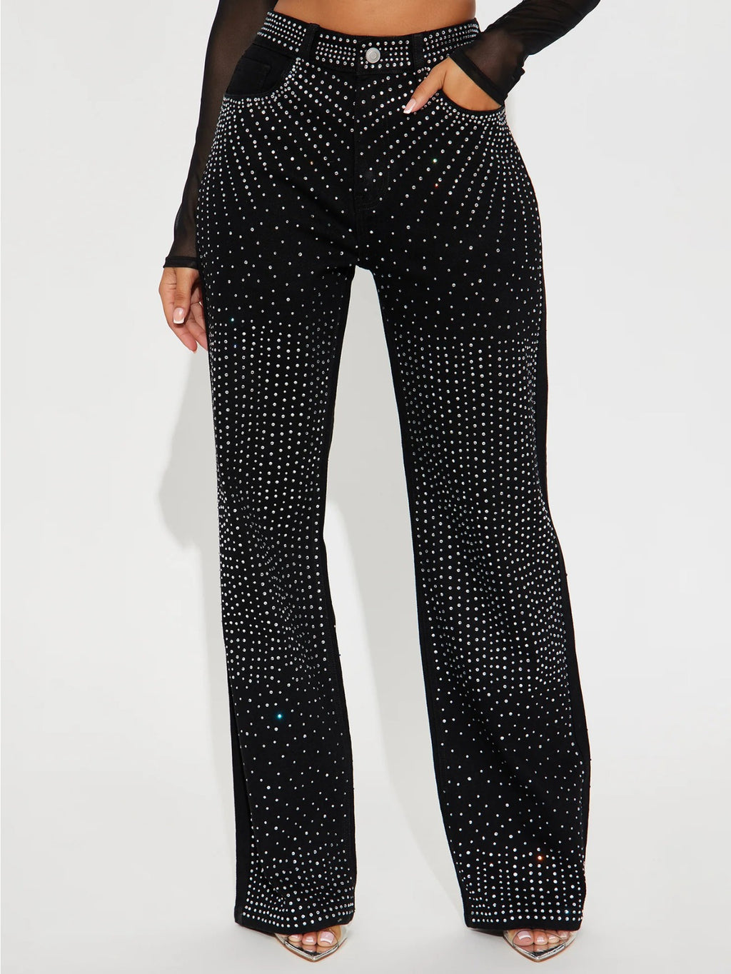 Rhinestone Denim Pants