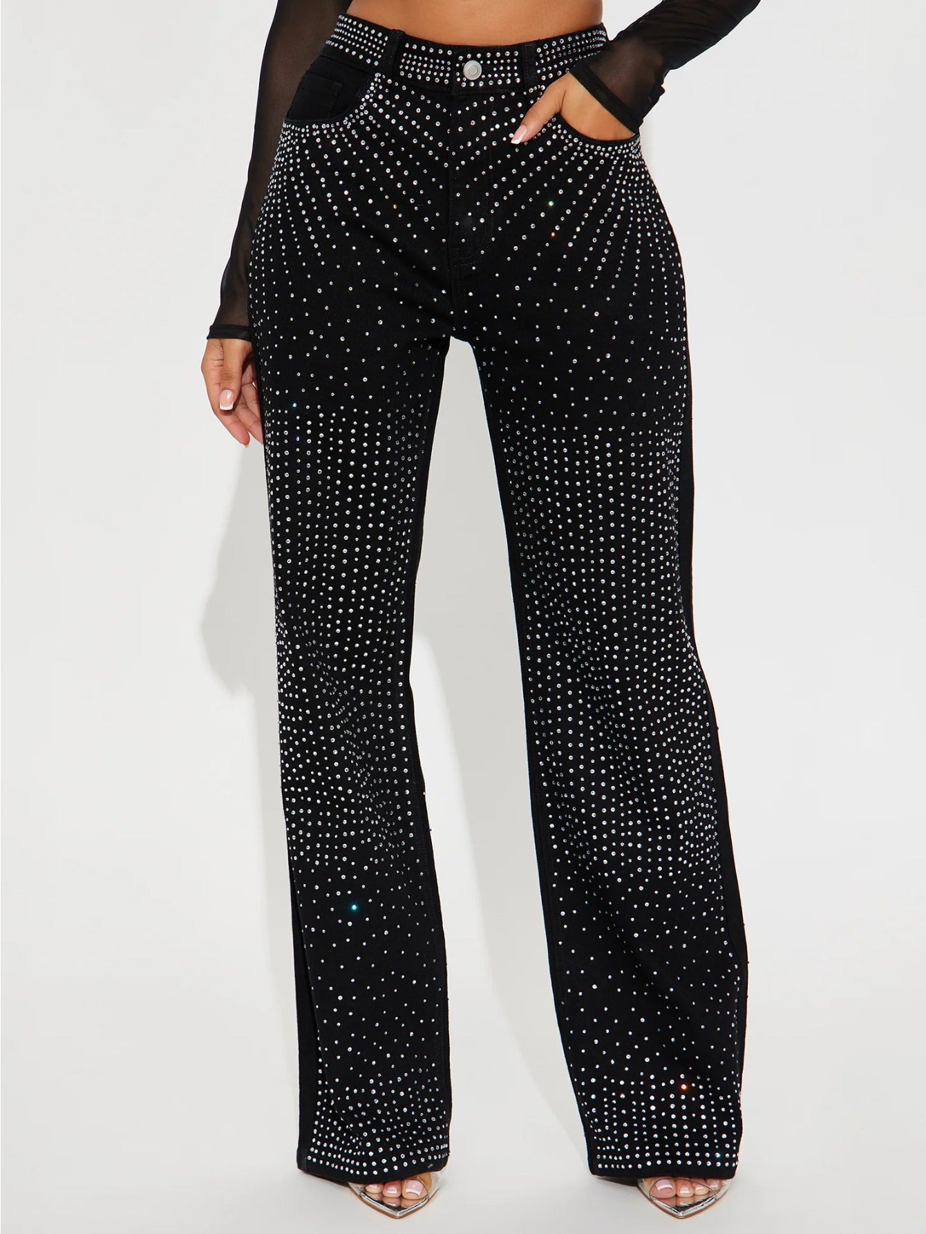 Rhinestone Denim Pants