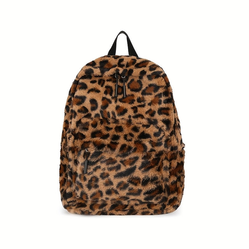 Leopard Fleece Backpack