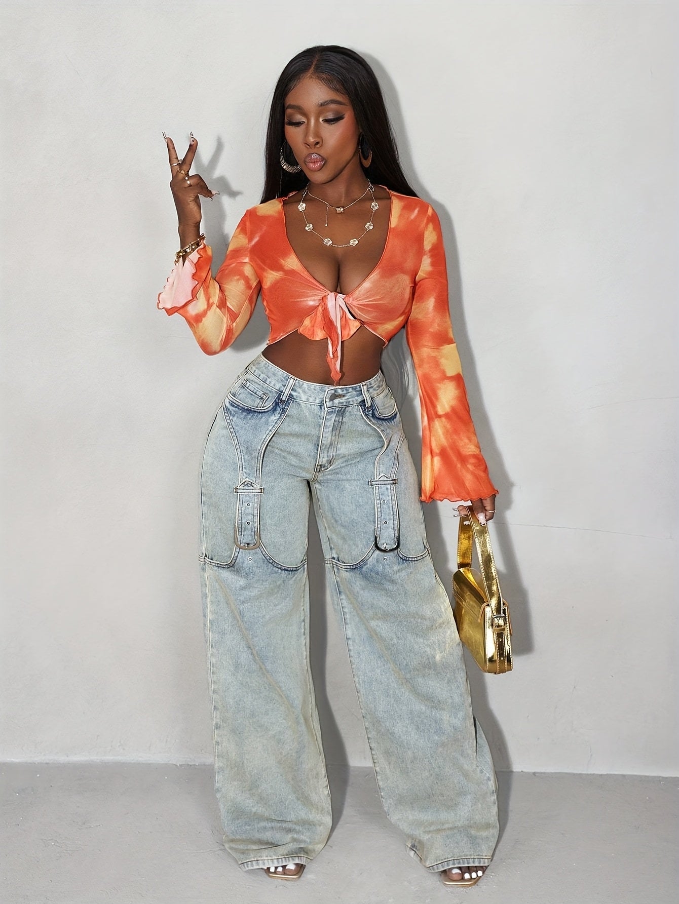 Loose Buckled Wide Leg Pants