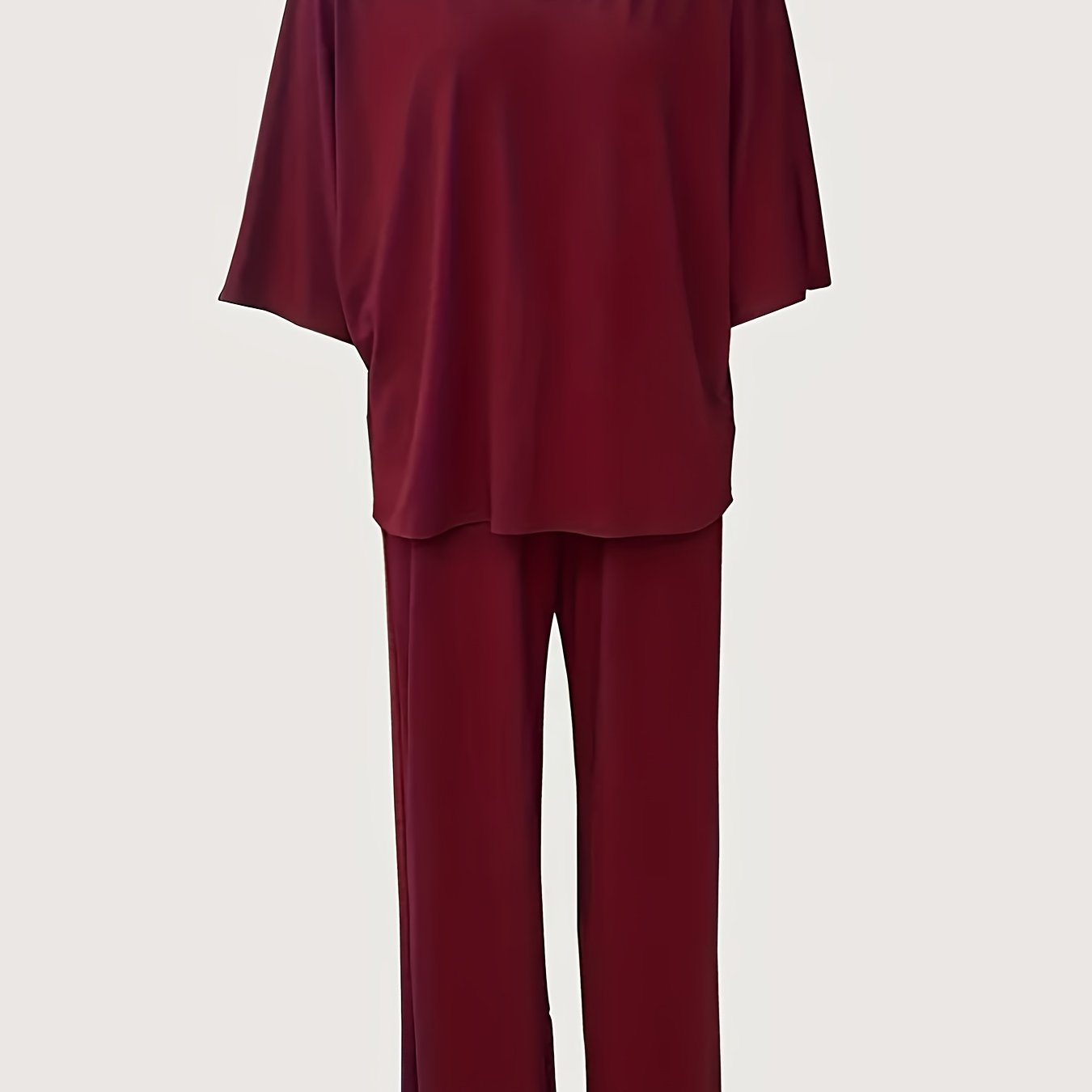 Solid Color V-Neck Casual Suit