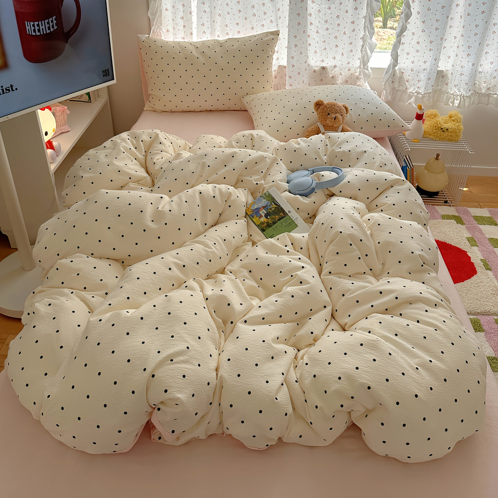 {4pcs} Polka Dot Soft Bedding Set