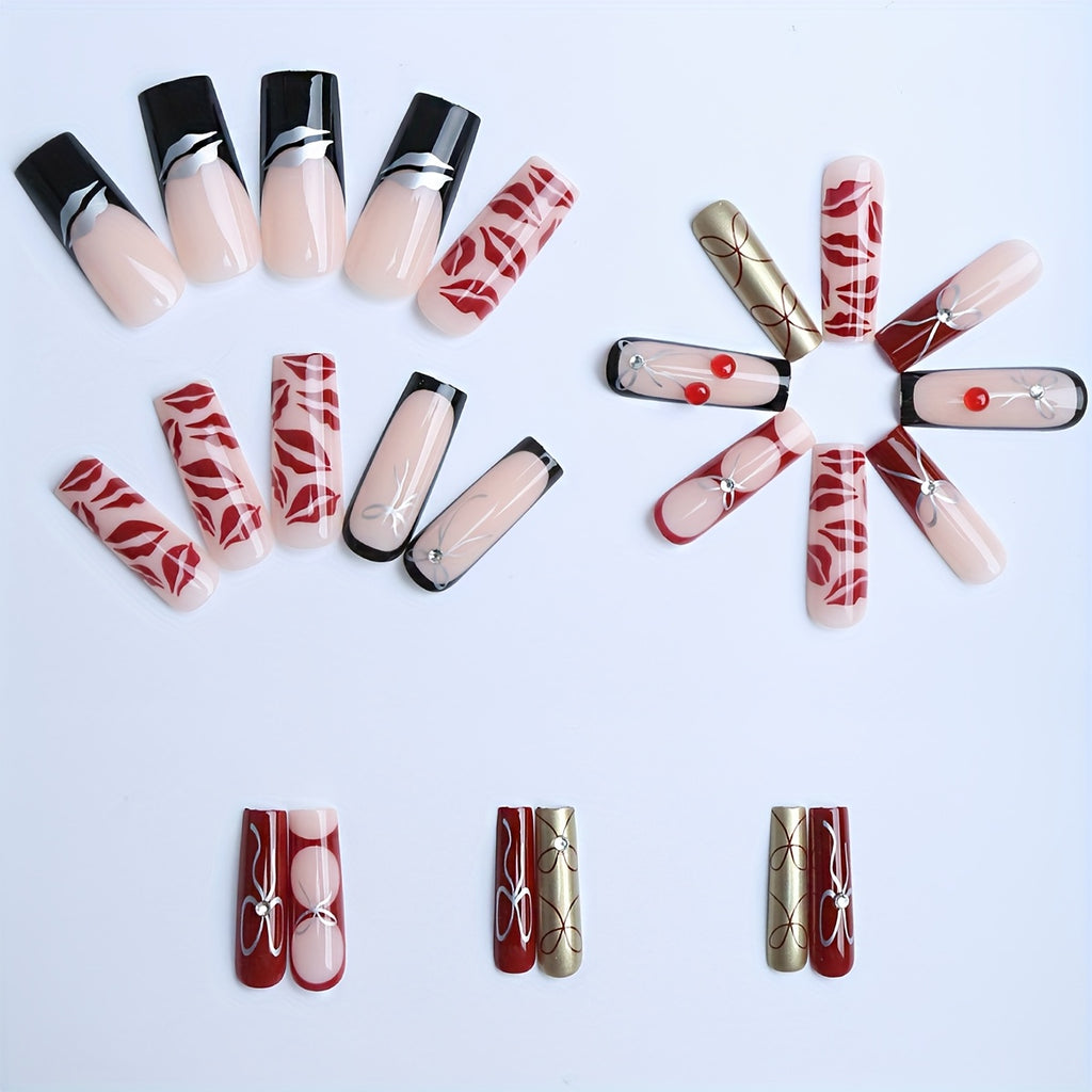 {24pcs} Long Square Press On Nails