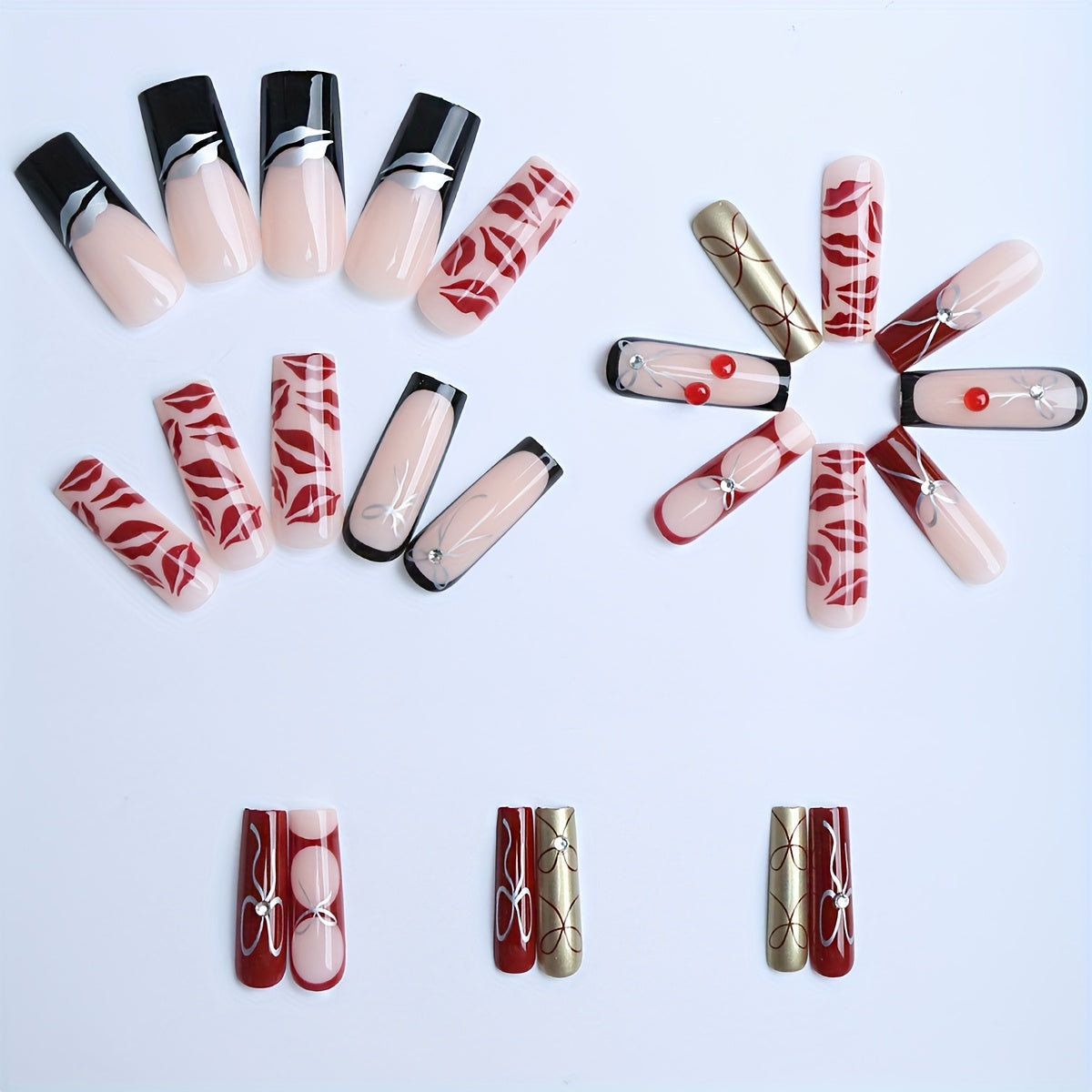 {24pcs} Long Square Press On Nails