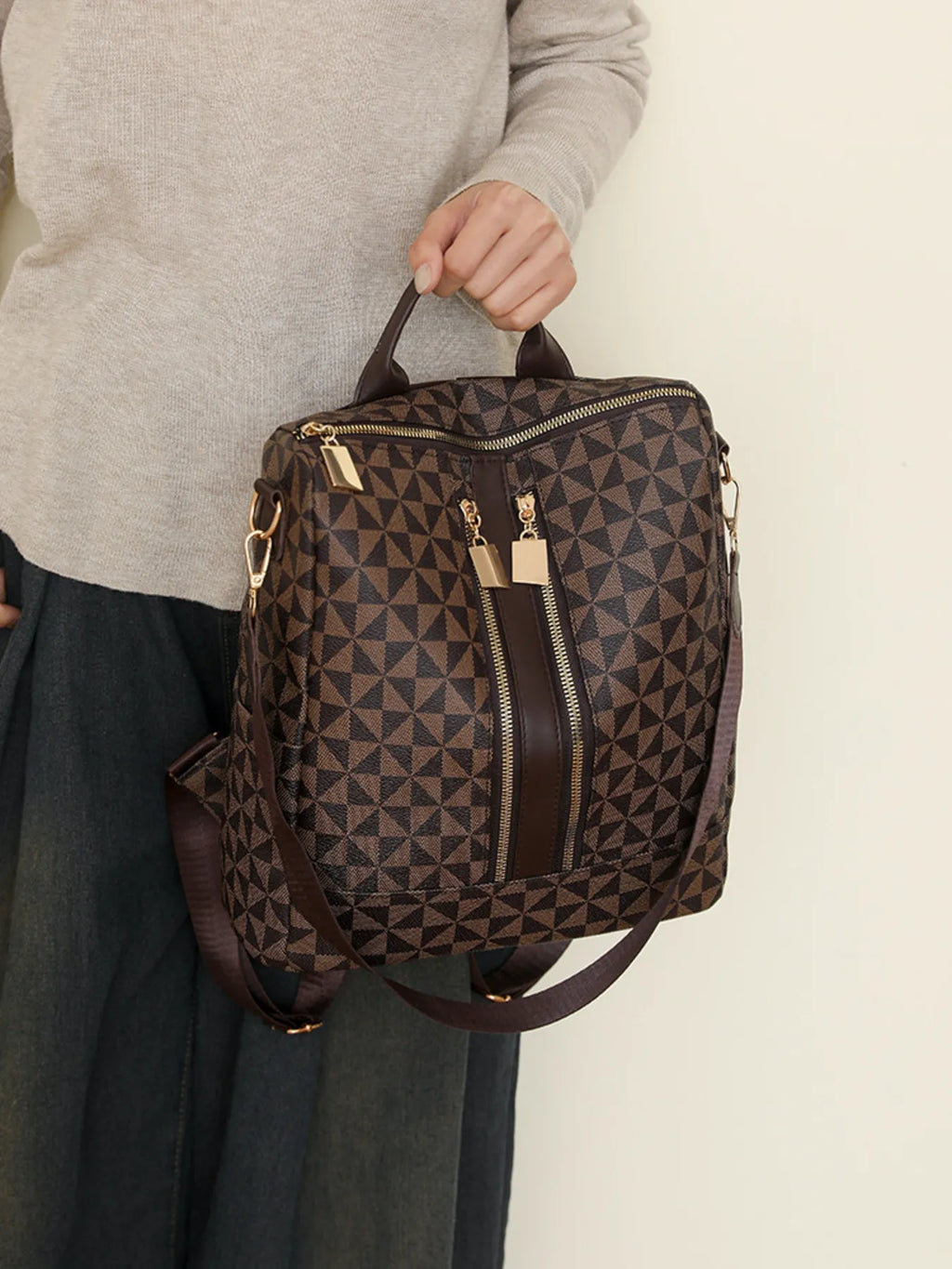 Geometric Pattern Backpack Bag