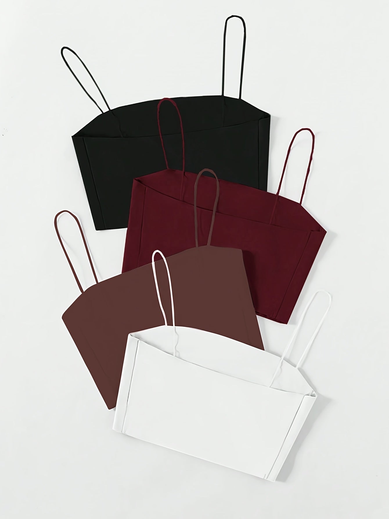 4pcs Set of Trendy, Minimalist Casual Waisted Camisoles, Camisole Tops for Women, Layering Essentials, Versatile Tops, Sleeveless Top, Elegant Style, Breathable Material, Comfortable Fit, Tank Tops, Camisole Set, Summer Wardr