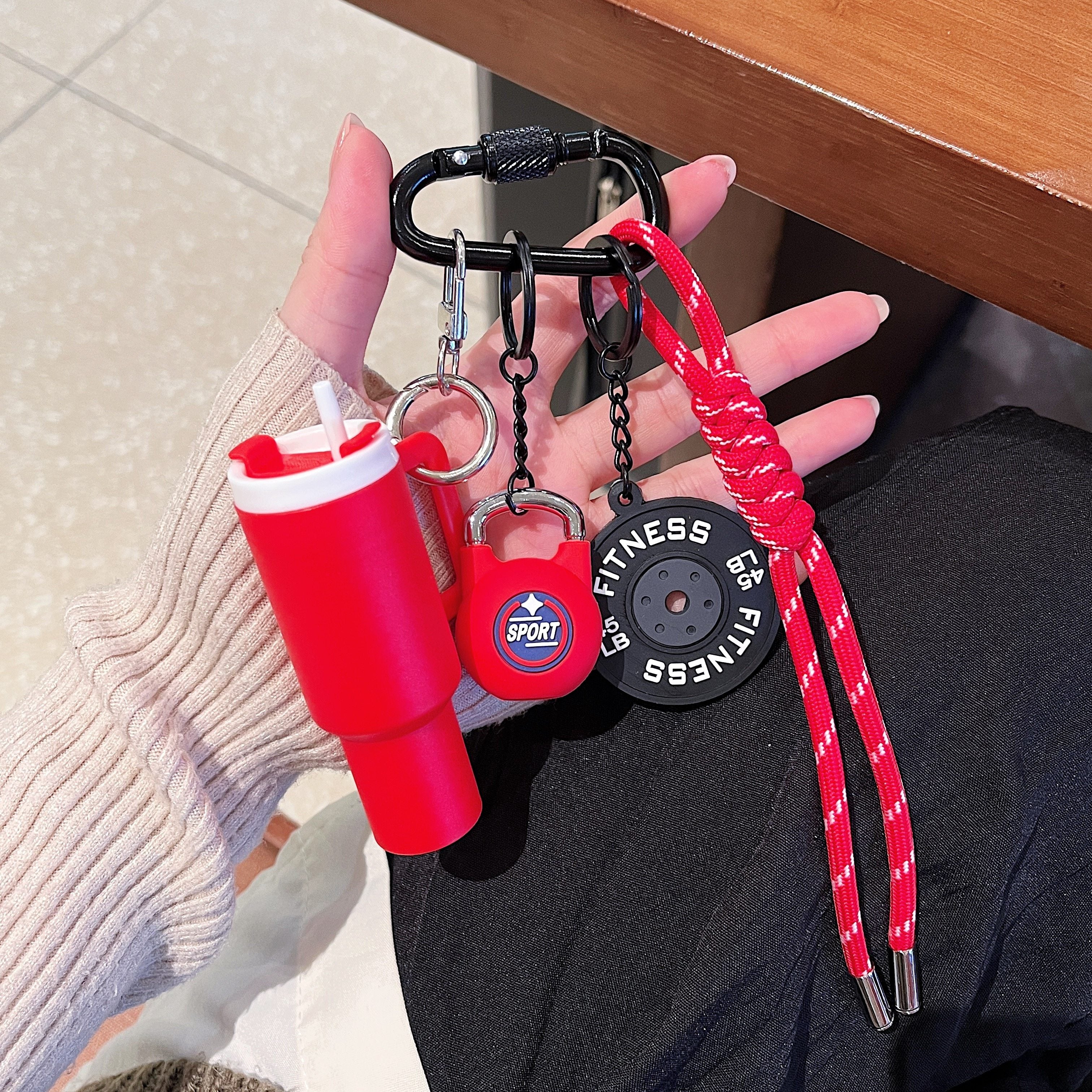 Pink & Black Keyring, Chain & Lanyard