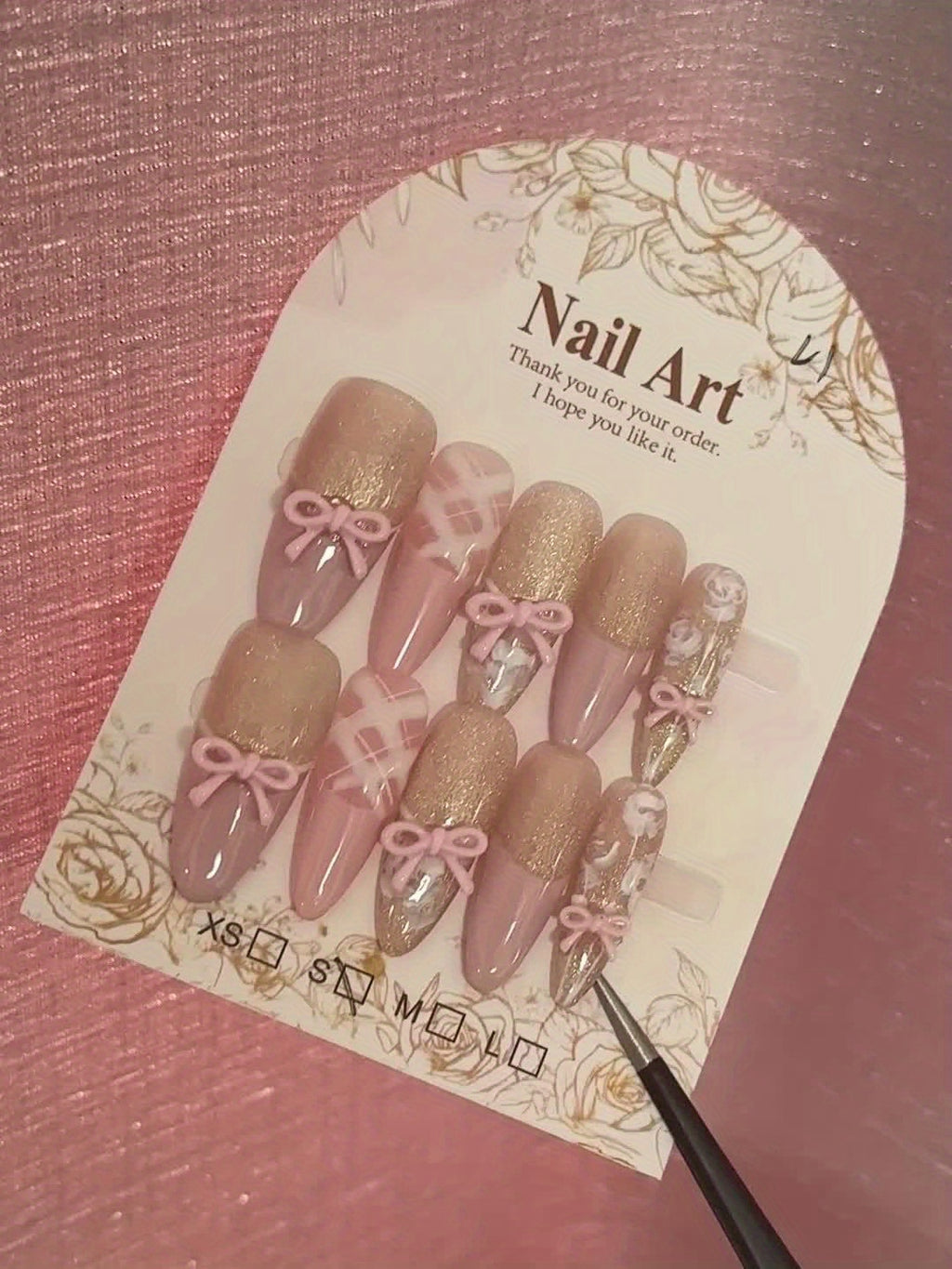 10pcs of Handcrafted Fairy Tale Story-Themed Sweet And Cute Cat-Eye French-Style Hand-Painted Gradient Floral Nail Art
