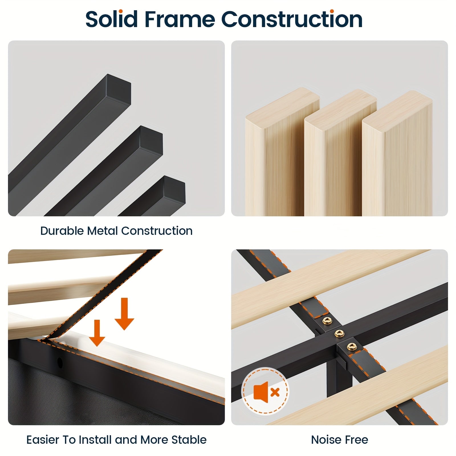 Queen Bed Frame with 2 Nightstands & Mirrors