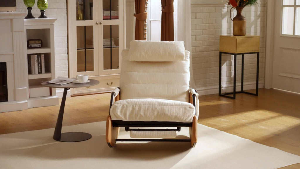 Nursery Glider Rocking Chair with Soft Cushioned Seat & Headrest