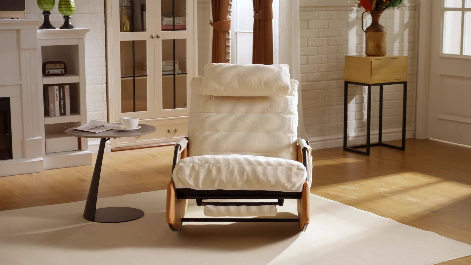 Nursery Glider Rocking Chair with Soft Cushioned Seat & Headrest