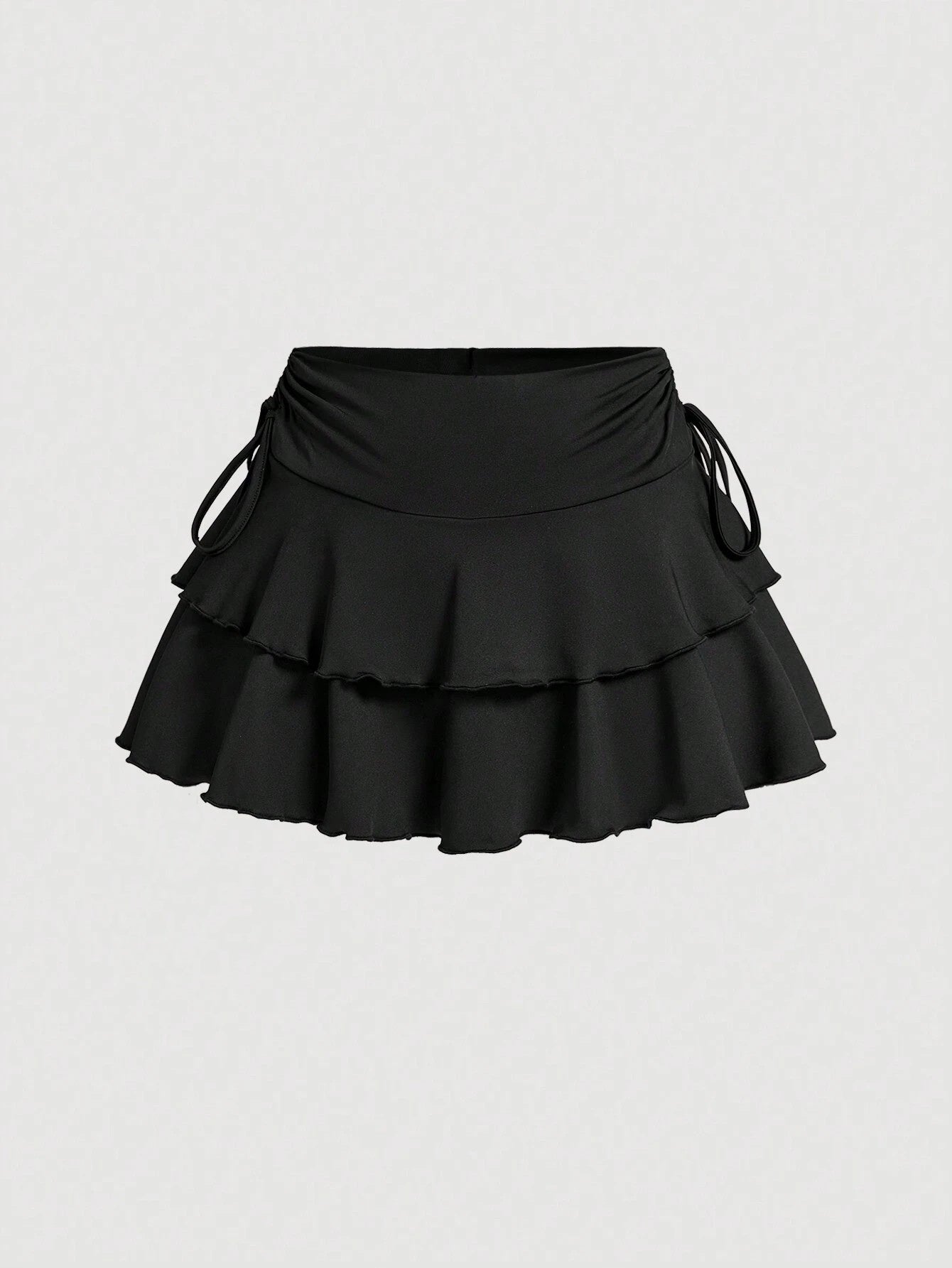 Tiered Skirt with Side Drawstring