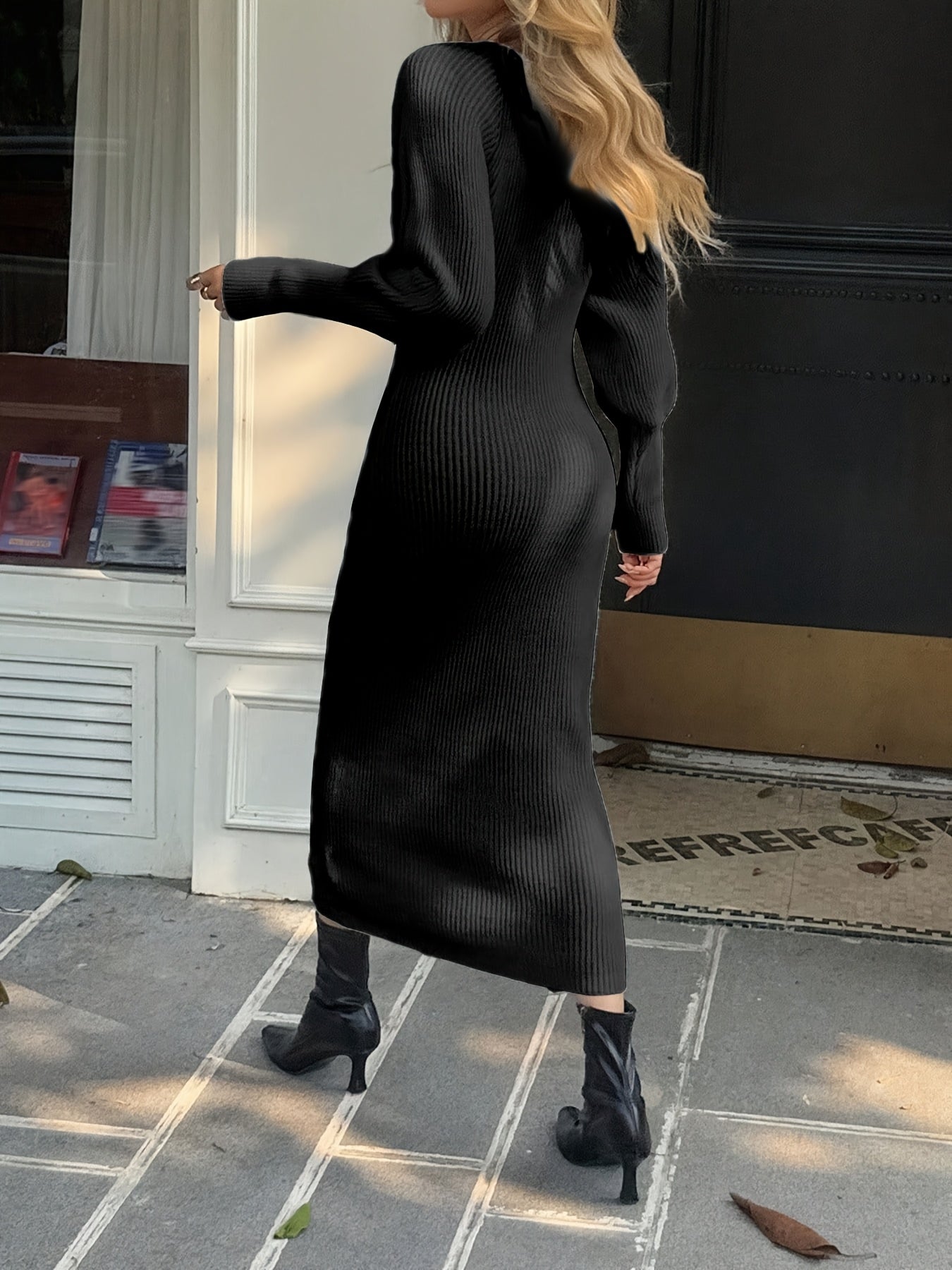 Women's Elegant V-Neck Maxi Dress - Winter Long Dress with V-Neck Bodice & Slim-Fit, Machine Washable Solid Color Dress for Weddings, Parties, - Versatile Fall Winter Wedding Guest Gown (LL168) - Non- Dress, No Bulk