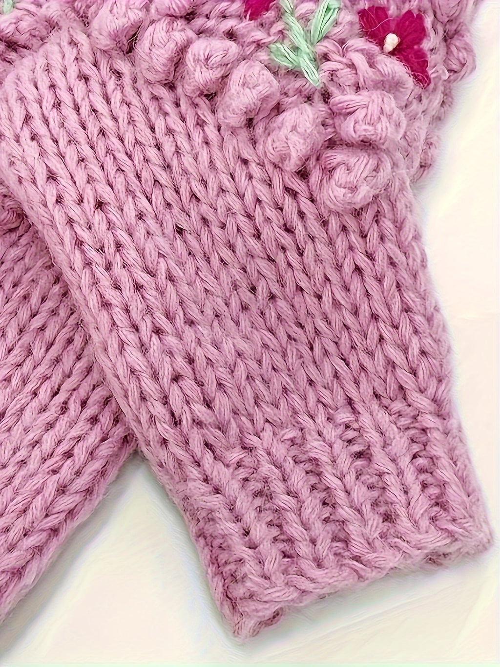 Women's Embroidered Floral Acrylic Cardigan - Cute Crew Neck Knit Sweater with 3D Flower Details for Fall/Winter