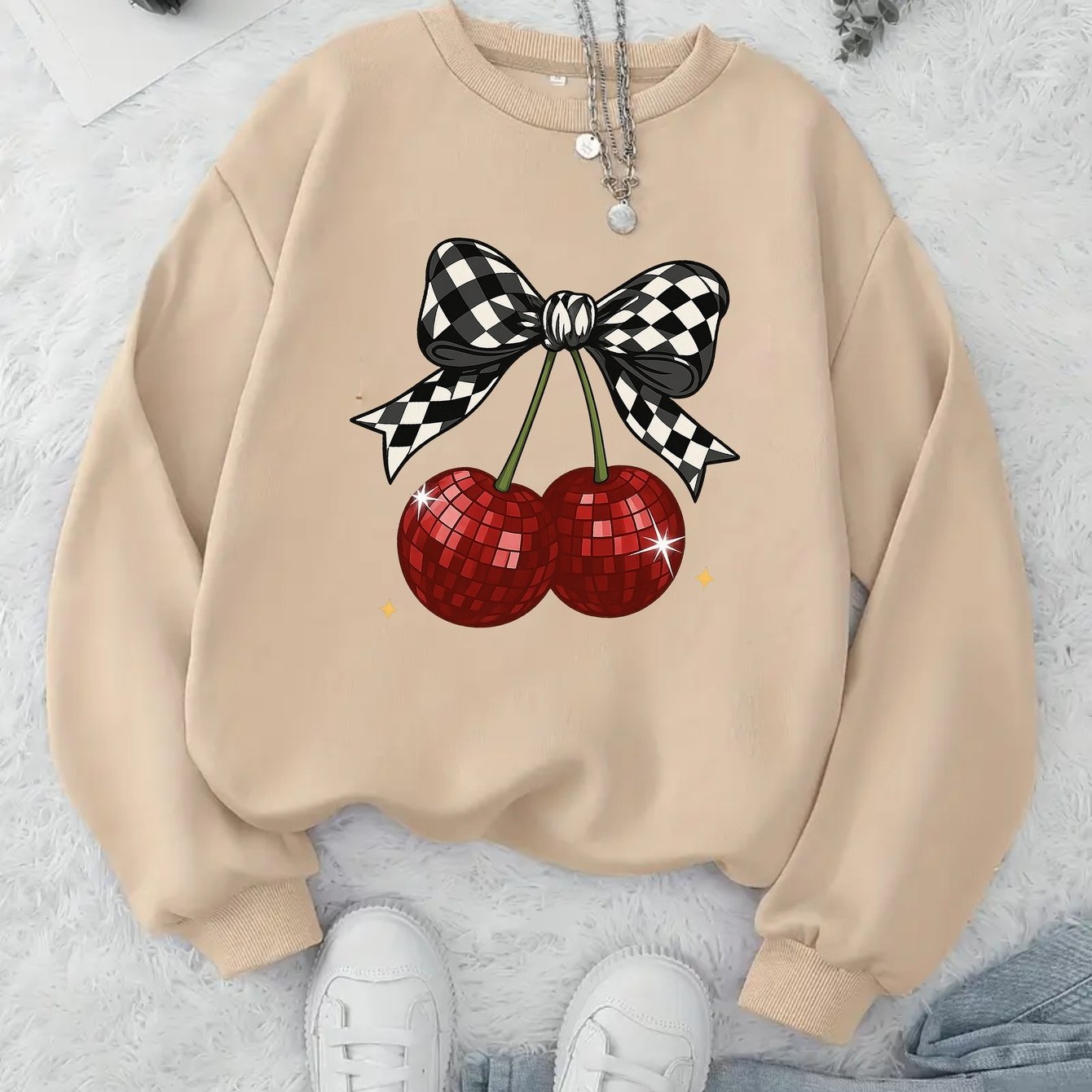 Crew Neck Sweatshirt Disco Cherry