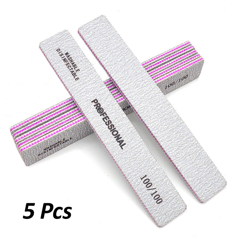 {5 Pcs/Pack} Square Nail File 80 100 180 Grit Poishing Files