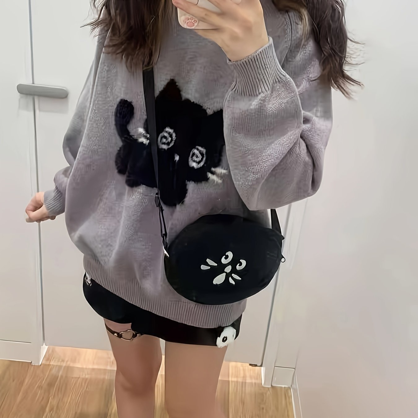 Cute Cat & Color Block Sweater