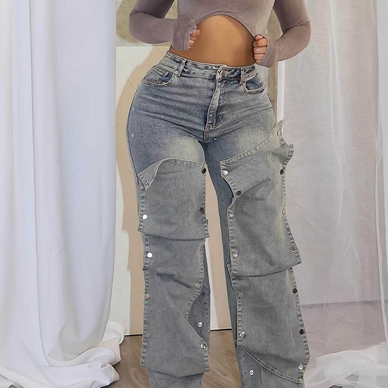High-Waisted Straight-Leg Jeans