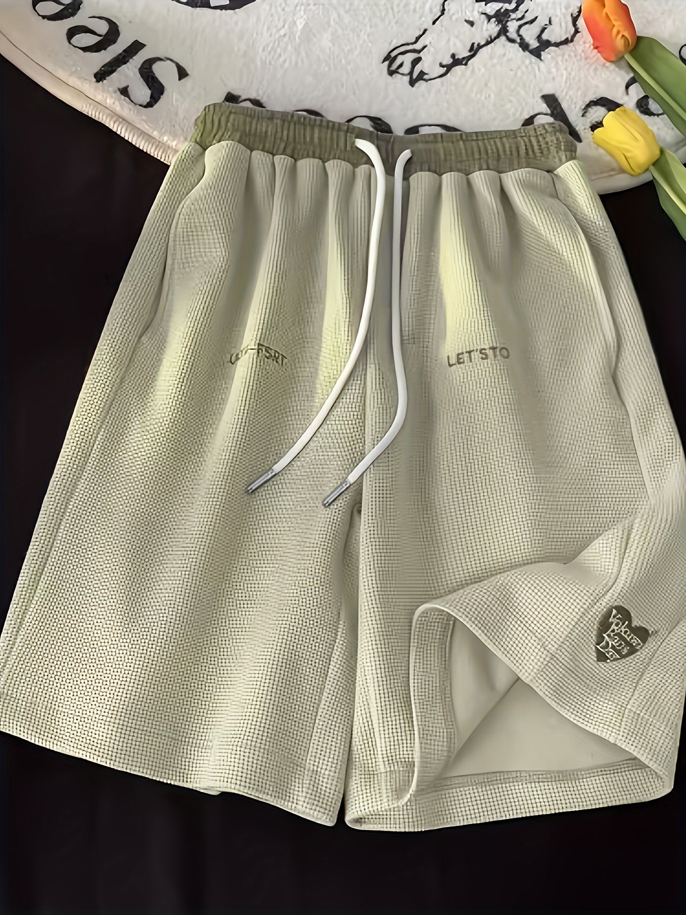 Embroidered Letter Casual Shorts