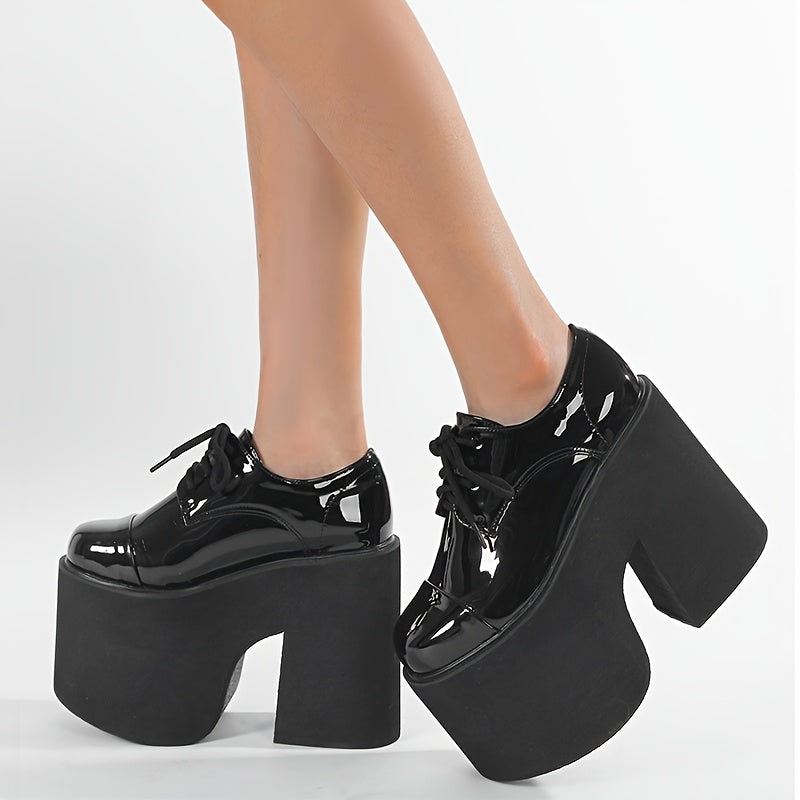 High-Heeled Platform Shoes with Thick Heels And Round Toes
