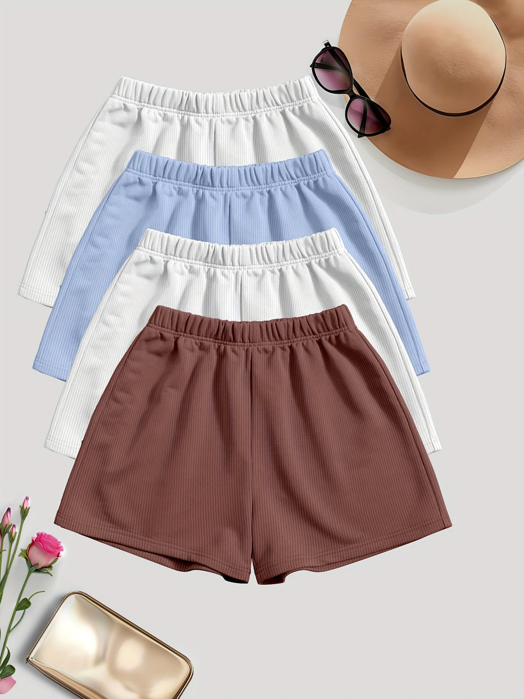 Solid Color Casual Shorts {4pcs}