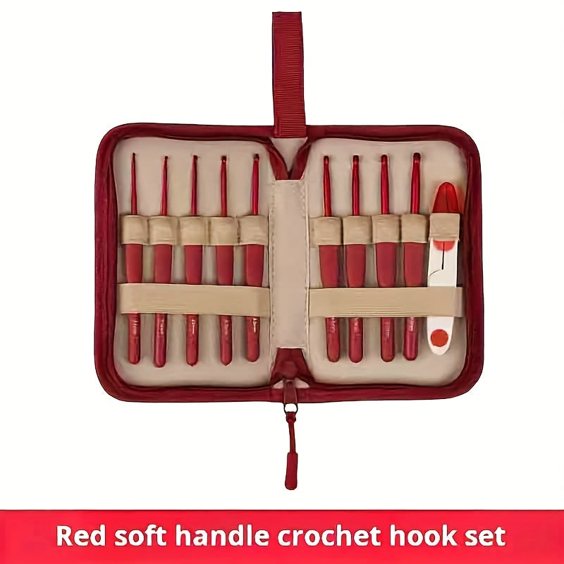 10pcs Crochet Set with Red Soft Handle