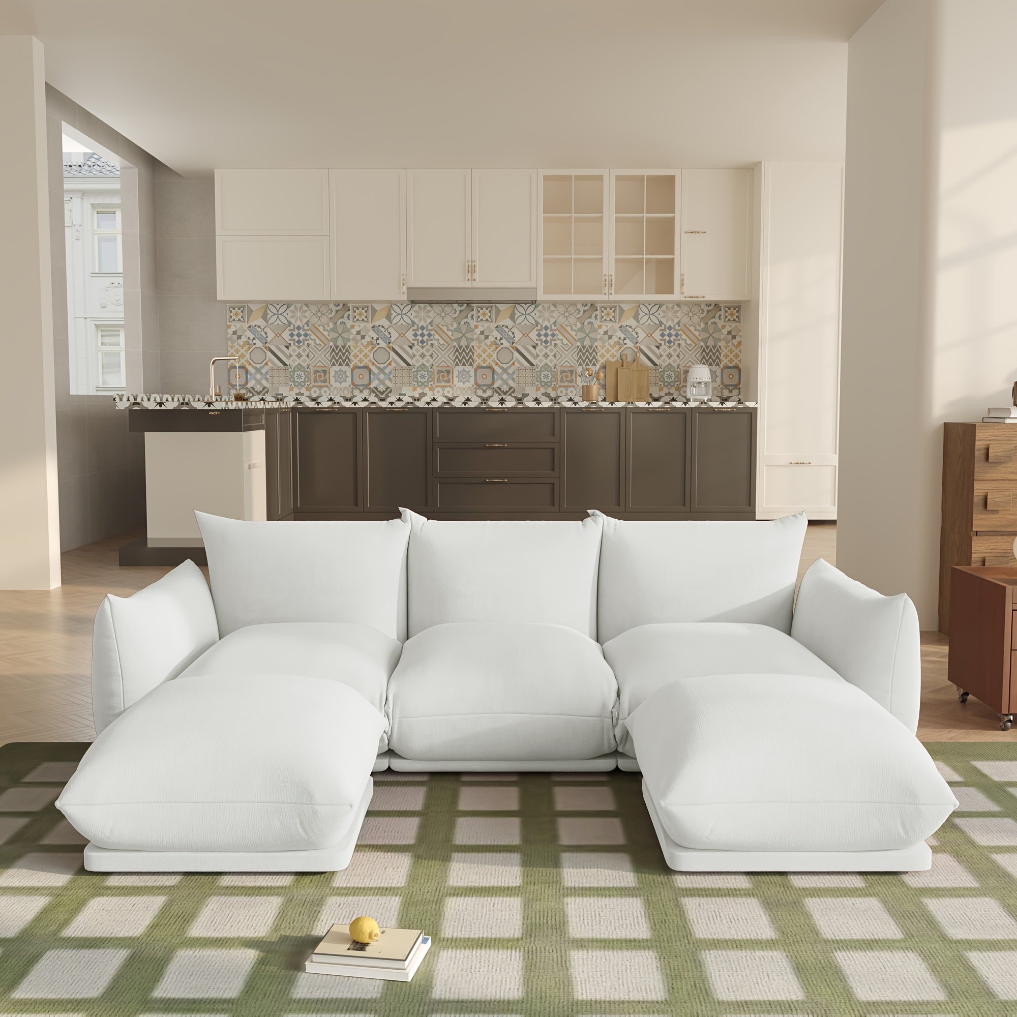 5-Seater Sectionals Couch With Wide Reversible Chaise Ottoman