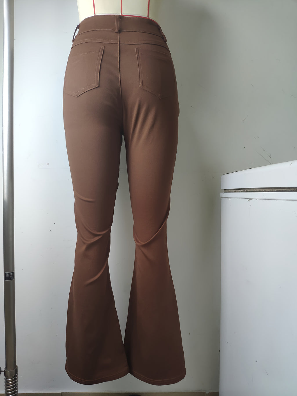 Women's Elegant High-Waist Black Denim Flare Jeans - Stretchy, Bell Bottom with Slash Pockets and Button Closure, Versatile All-Season Wear