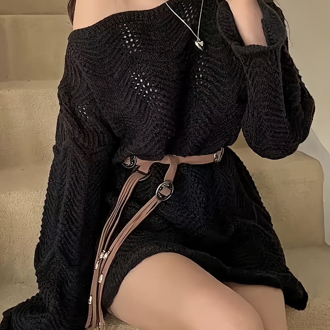 Off-Shoulder/One-Shoulder Lace Kimono Jacket