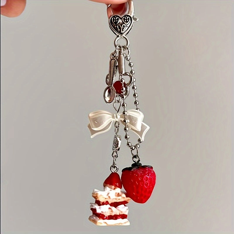 Handmade Strawberry Cake Keychain