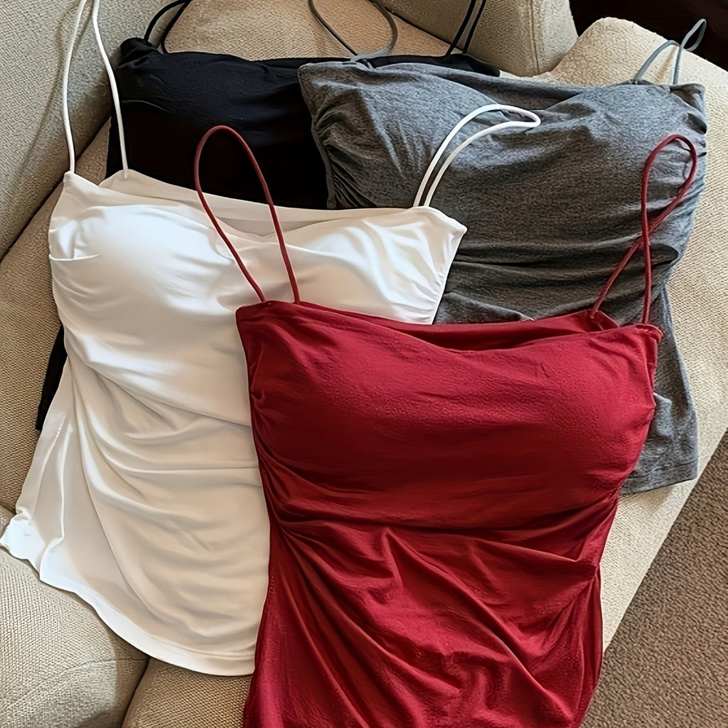 {4pcs} Elegant Spaghetti Strap Camisole Set