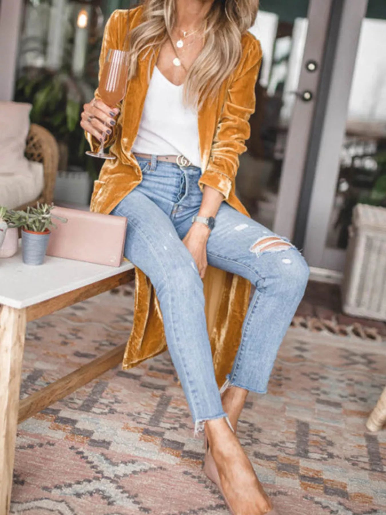 Open Front Long Sleeve Longline Cardigan