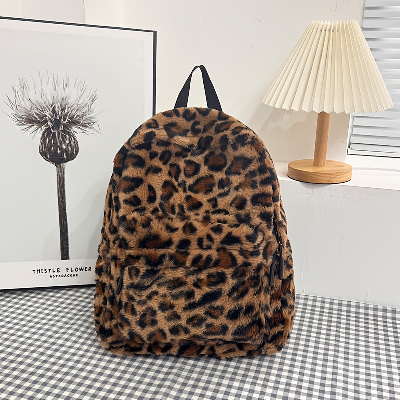 Leopard Fleece Backpack