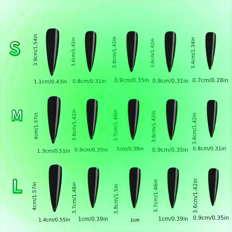 10pcs Full Coverage Nail Stickers - Long Almond Shape, Red Ombre with Metallic Accents