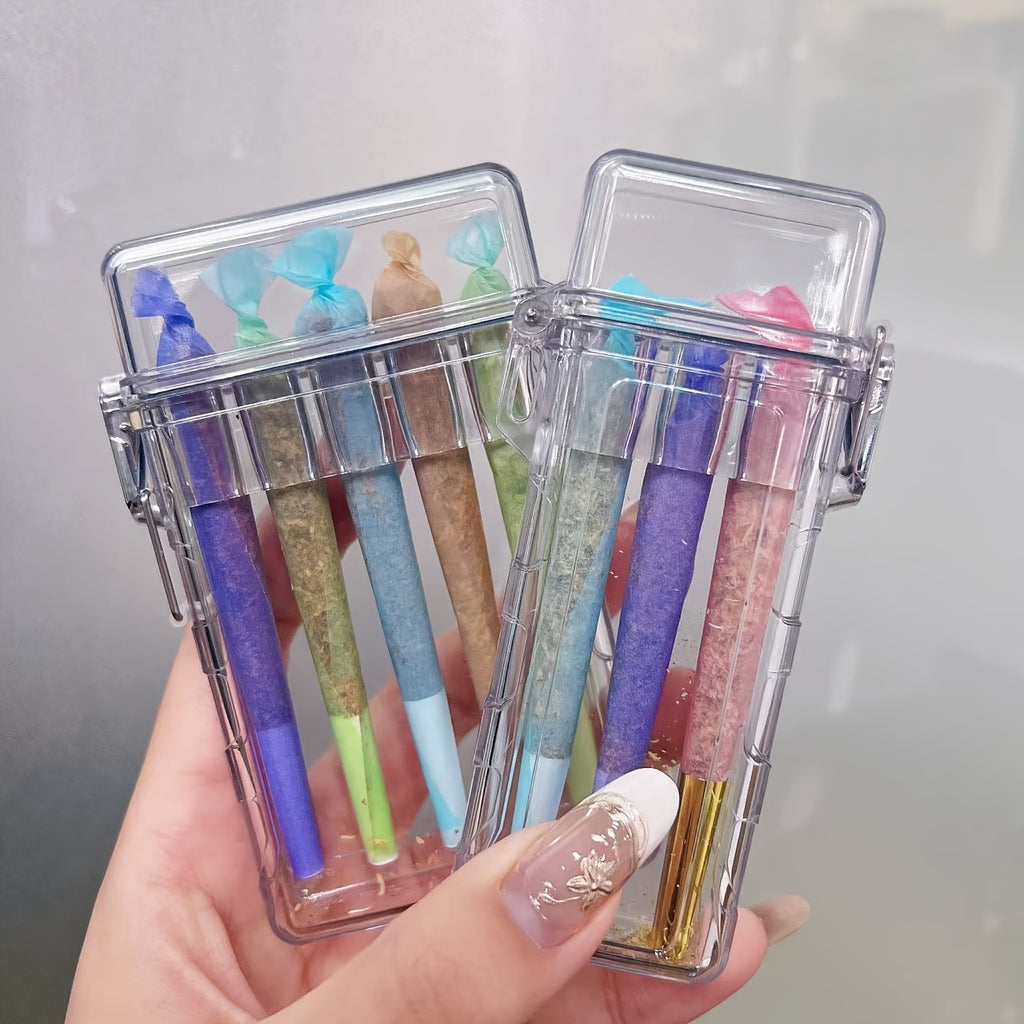 Transparent Acrylic Cigarette Case with Integrated Flip-Top Lid