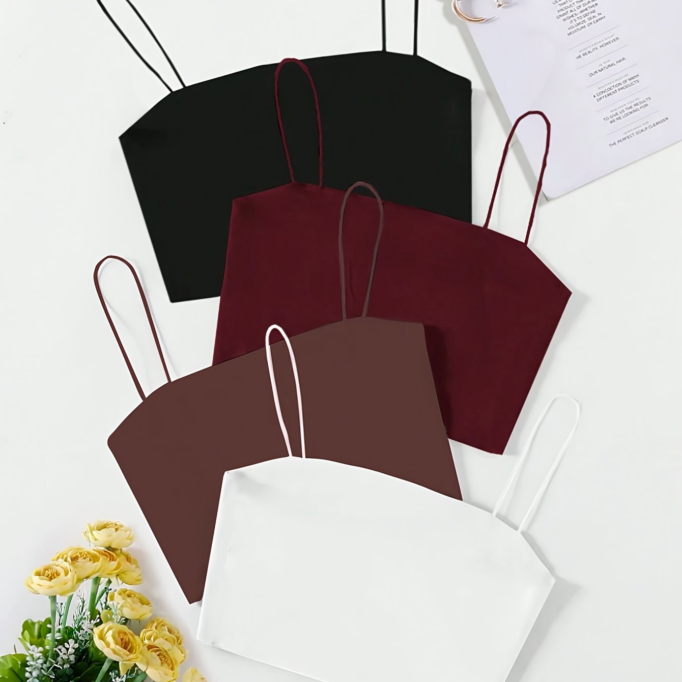 4pcs Set of Trendy, Minimalist Casual Waisted Camisoles, Camisole Tops for Women, Layering Essentials, Versatile Tops, Sleeveless Top, Elegant Style, Breathable Material, Comfortable Fit, Tank Tops, Camisole Set, Summer Wardr