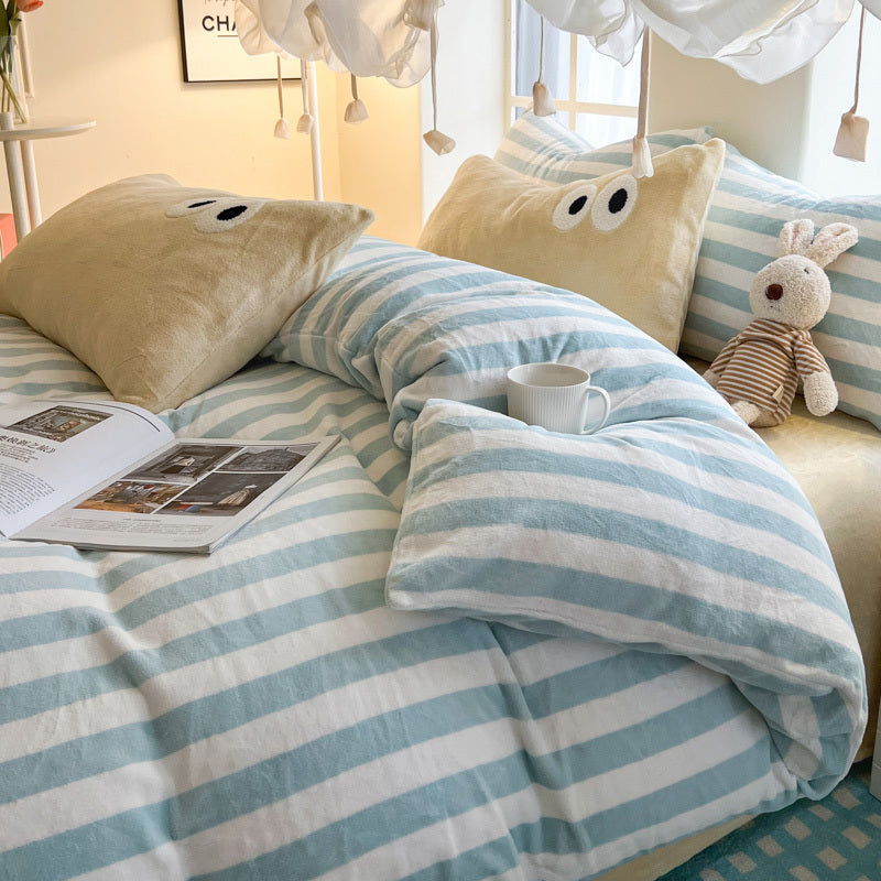 Milk Fleece Striped Duvet Cover