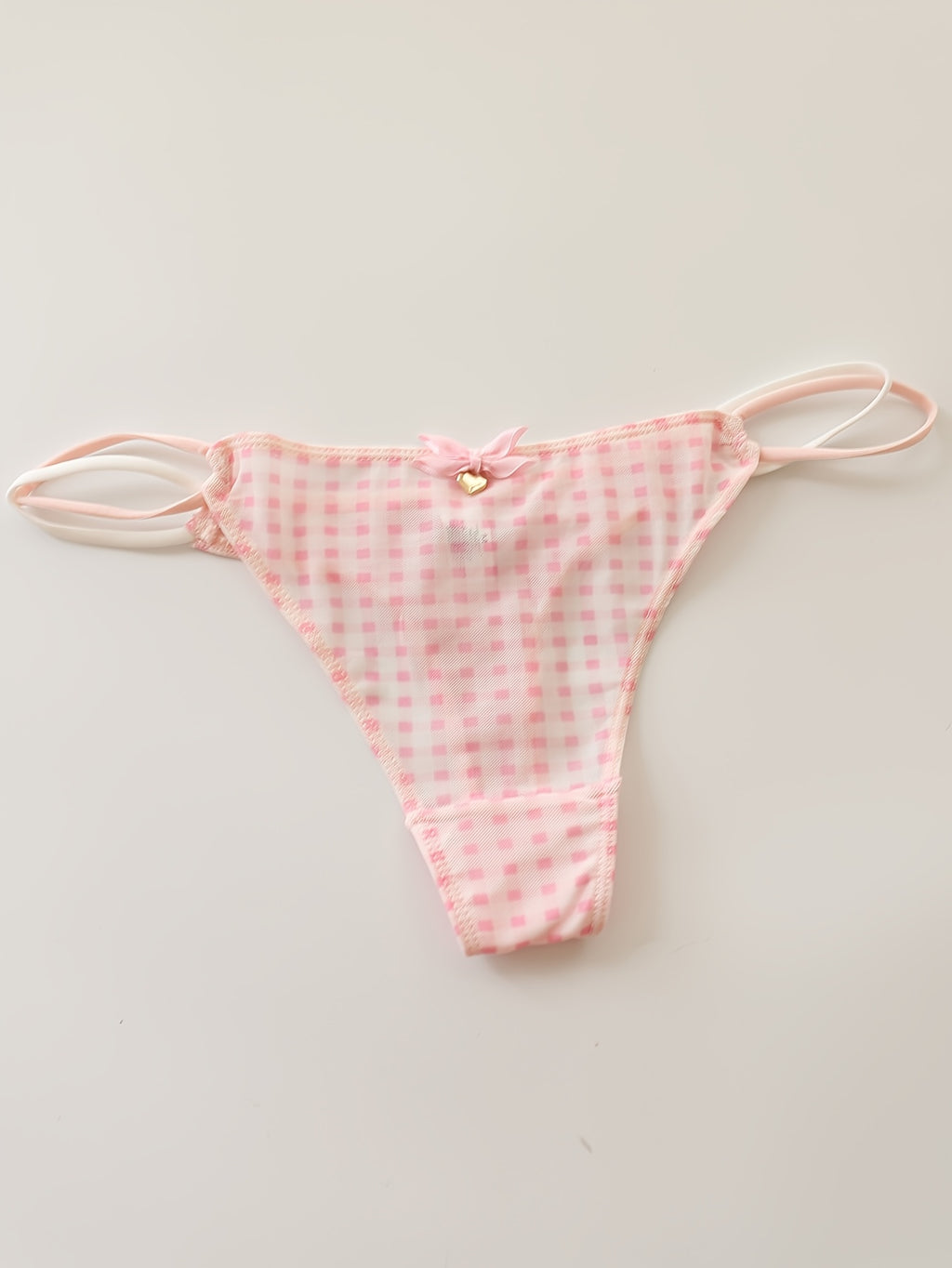 Sheer Lace-like Mesh Thong Underwear